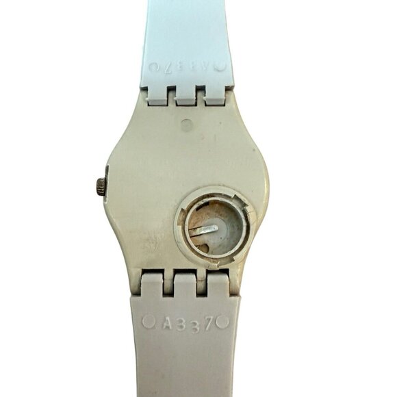 VINTAGE Swatch LM103 ART DECO W Box 1984 Ladies Gray *No Battery Cover - Picture 6 of 6